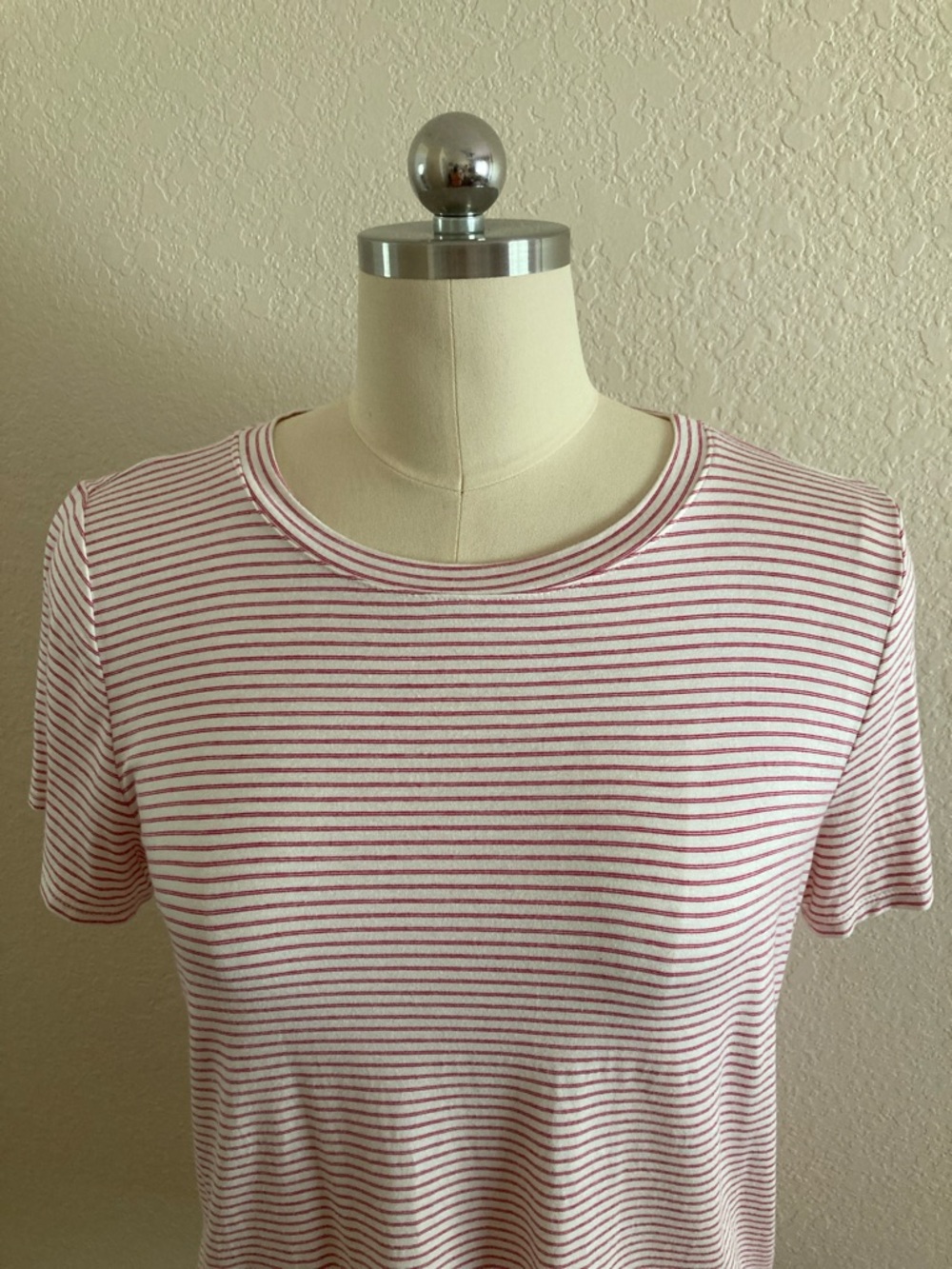 Green Envelope Red and White Striped Short Sleeve Tee